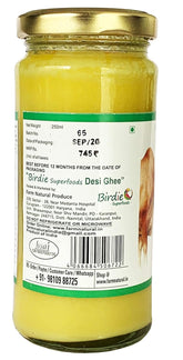 Natural A2 Certified Sahiwal Desi Cow Ghee By Birdie Superfoods | Rich In Nutrients Flavor Healthy Desi Ghee | 500ml (250ml * 2) 16.9 Ounce | Glass Bottle